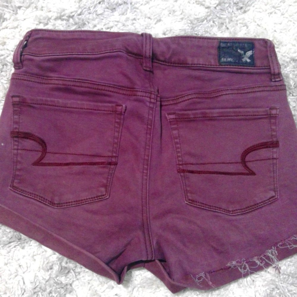 Maroon jean shorts